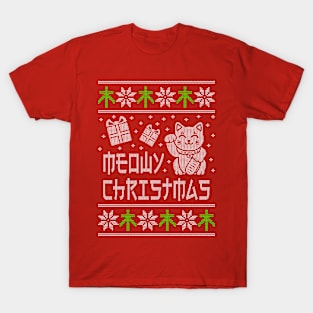 Meowy Christmas Ugly Cat Shirt and Sweatshirt T-Shirt